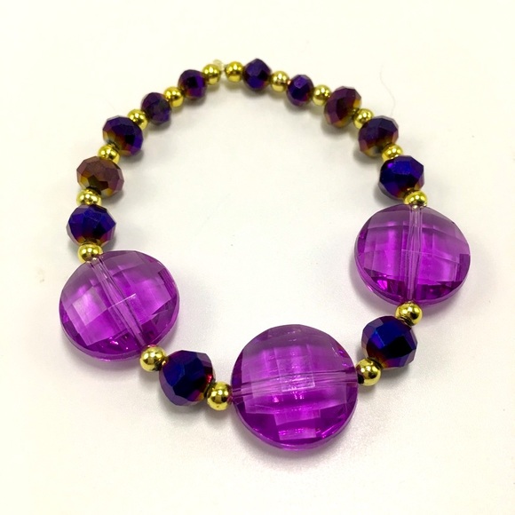 Eve St. Claire Jewelry - Purple gold blue crystal bracelet stretch